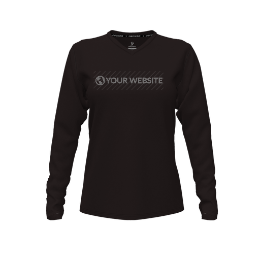 [FTLVCFBK-FYXS-LOGO2] Decker Comfort T-Shirt (Female Youth XS, Black, V Neck, Logo 2, Long Sleeve)