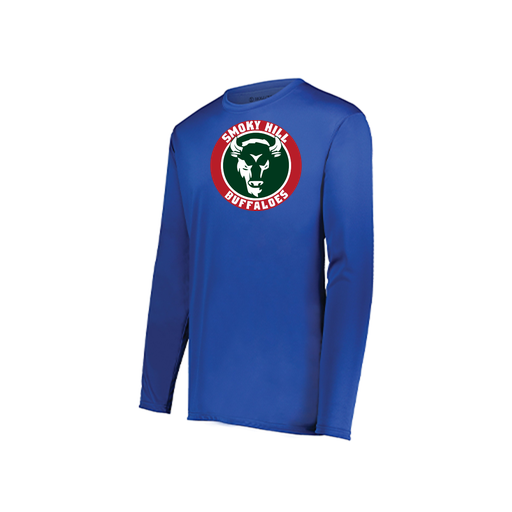 [222823.060.S-LOGO1] Youth LS Smooth Sport Shirt (Youth S, Royal, Logo 1)