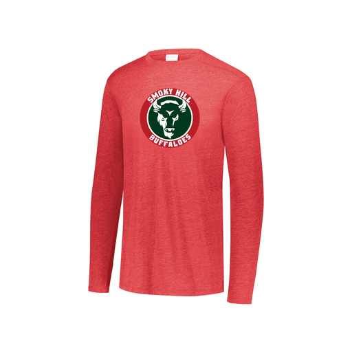 [FTLCUBRD-YS-LOGO1] Decker Youth Tri-Blend T-Shirt - Long Sleeve (Youth S, Red, Logo 1)