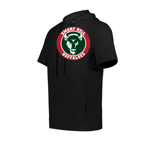 [222605.080.S-LOGO1] YOUTH VENTURA SOFT KNIT SHORT SLEEVE HOODIE (Youth S, Black, Logo 1)
